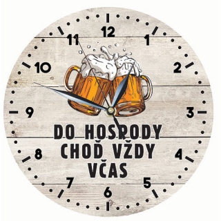 Dřevěné hodiny 24 cm - do hospody včas